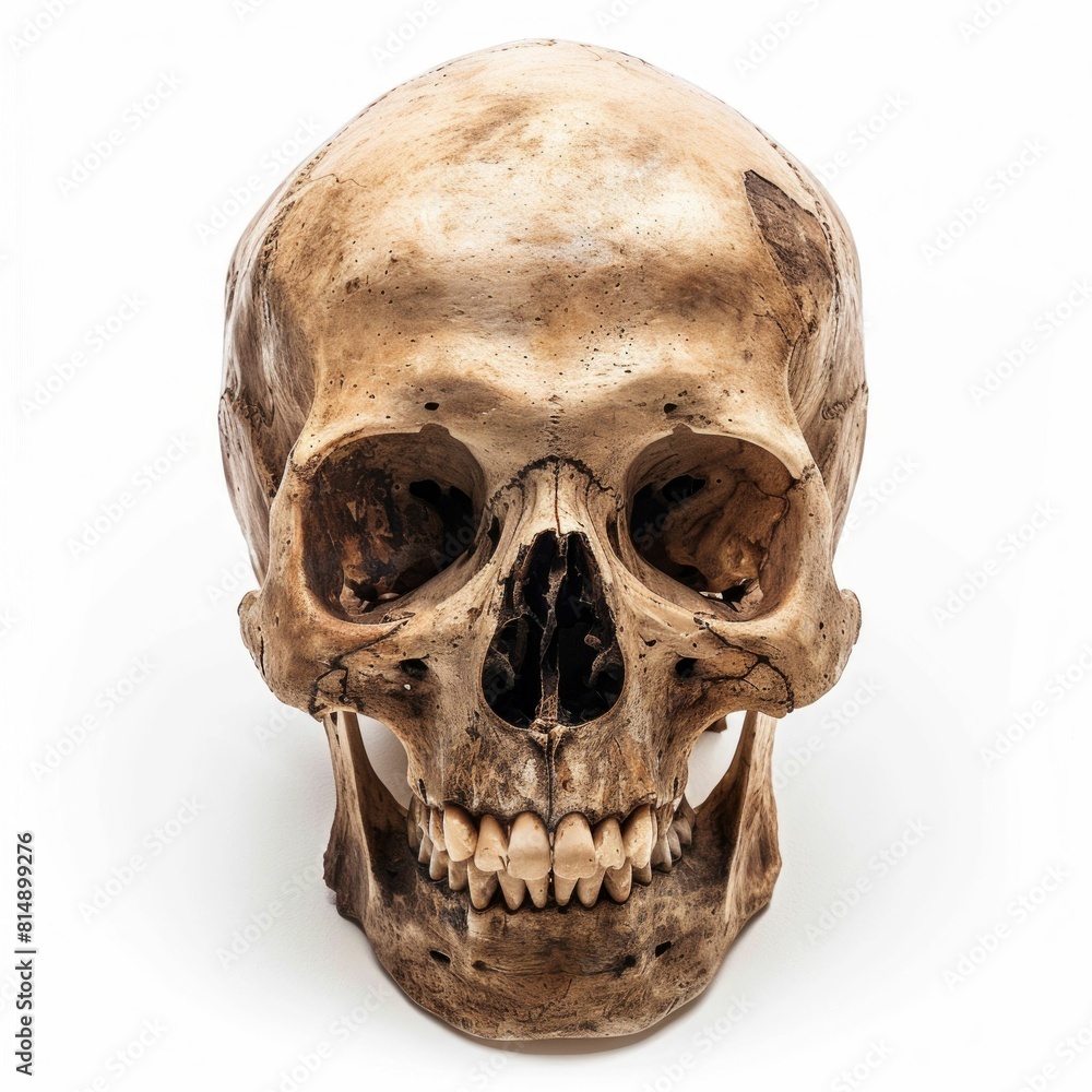 Realistic Human Skull on White Background. Generative ai Realistic Human Skull on White Background. Generative ai