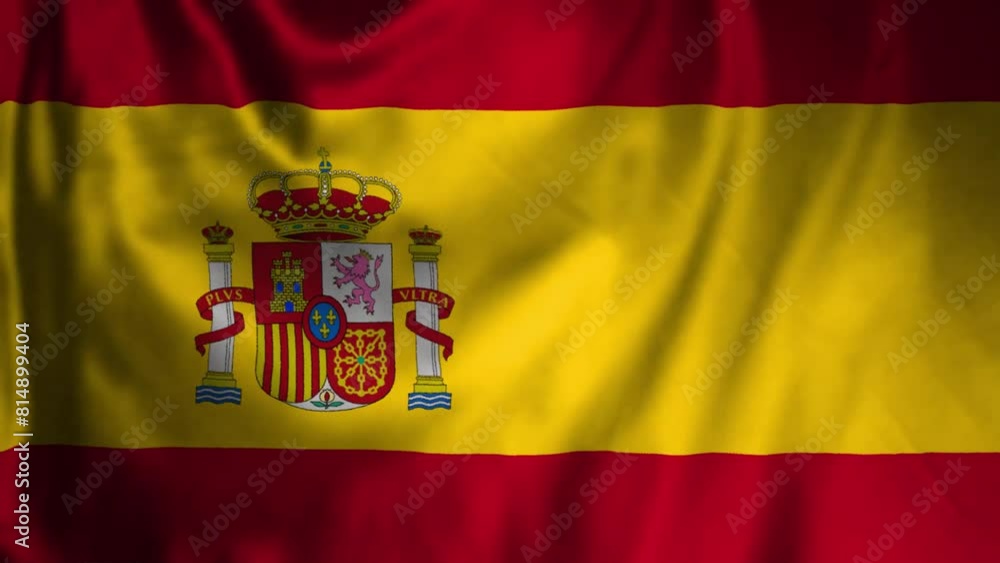 Realistic close up silk flag of Spain highly detailed fabric texture waving in the wind Realistic close up silk flag of Spain highly detailed fabric texture waving in the wind