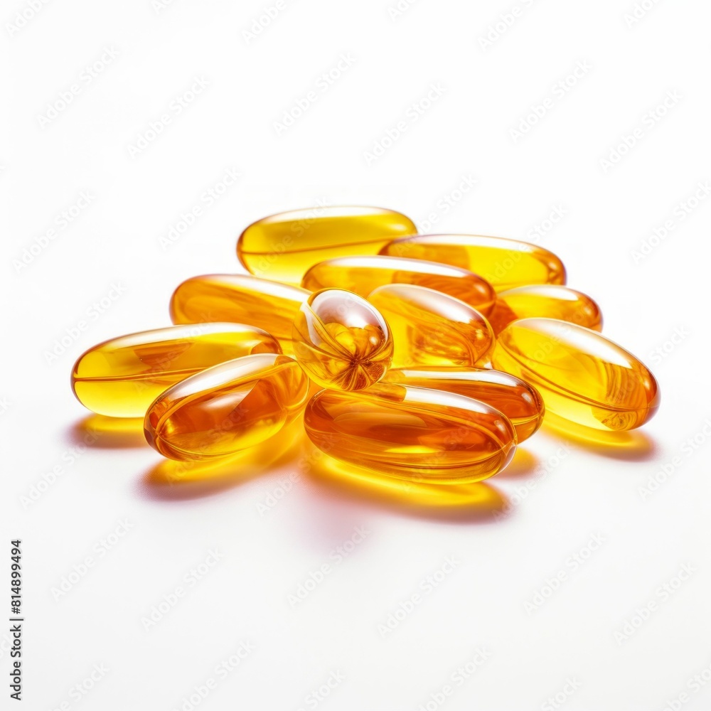 Vitamin E Capsules on White Background. Generative ai Vitamin E Capsules on White Background. Generative ai