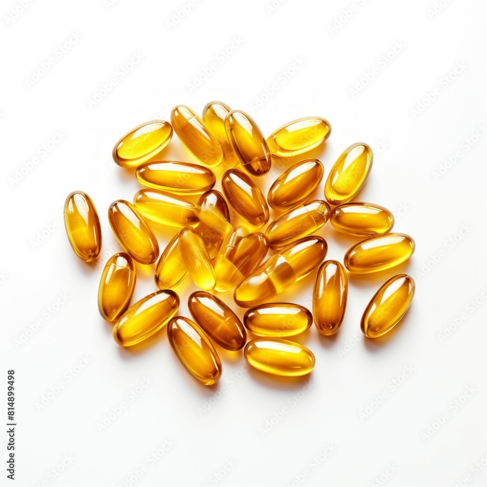 Vitamin E Capsules on White Background. Generative ai Vitamin E Capsules on White Background. Generative ai