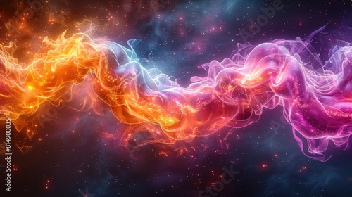 Dynamic Swirl of Fire and Smoke on Black Background © easybanana