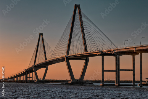 Sunset in Charleston Harbor and the Arthur Ravenel, Jr. Bridge