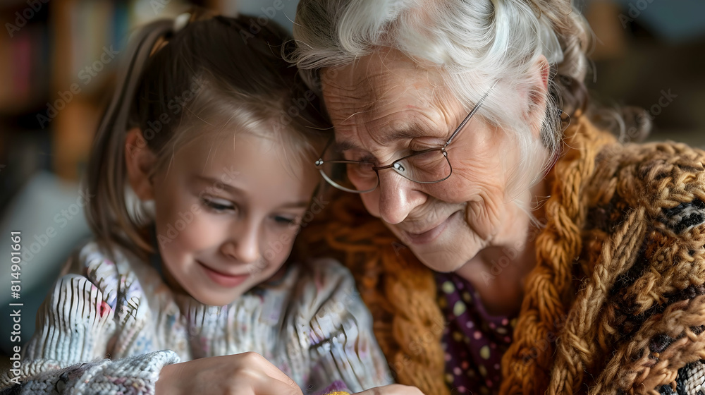 A Grandmother with Arthritis Knitting Joyfully with Her Granddaughter: Inclusive Bonding and Happiness in Crafting Activities A Grandmother with Arthritis Knitting Joyfully with Her Granddaughter: Inclusive Bonding and Happiness in Crafting Activities
