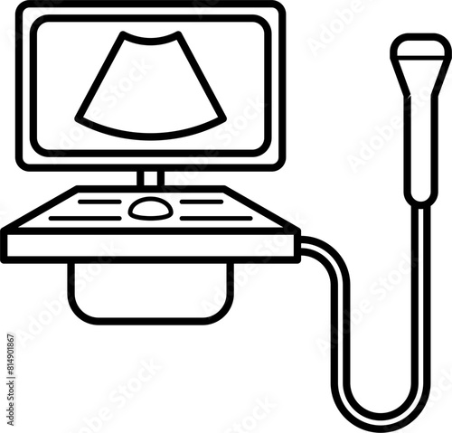Doppler ultrasound outline vector icon