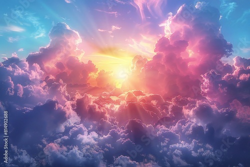 Beautiful sunset sky with clouds,  Nature background,   render #814902688