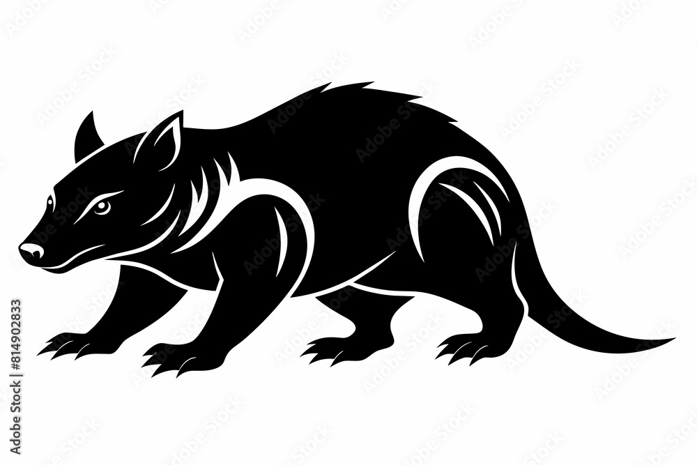 Fototapeta premium A Tasmanian silhouette black vector artwork illustration