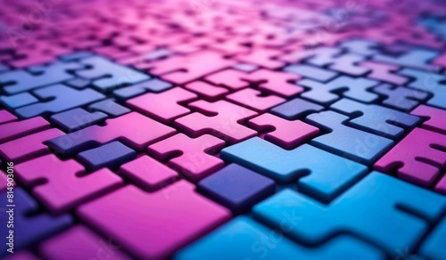 Mesmerizing Tapestry of Vibrant Pink  Blue  and Purple Puzzle Pieces