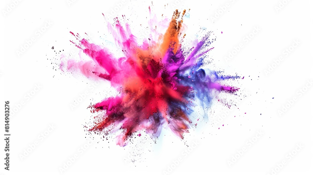 Colorful powder explosion isolated on white background Colorful powder explosion isolated on white background