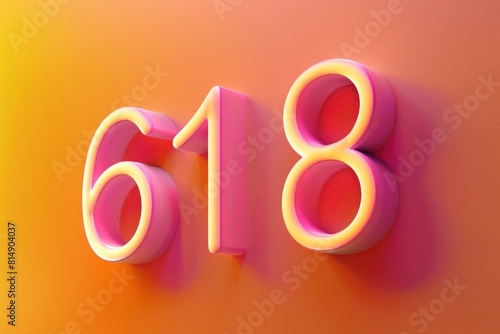 3D text 618 with a pink and orange gradient background. e-commerce shopping festival on June 18th photo