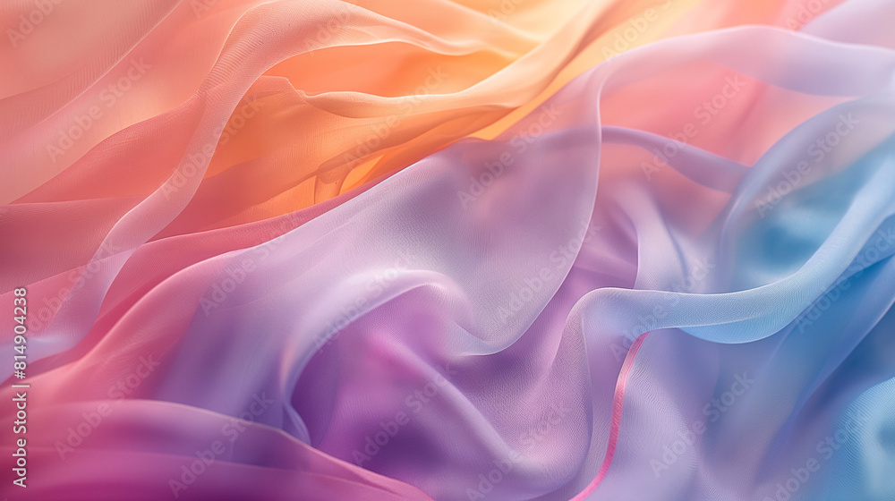 Fototapeta premium a light silk fabric in pastel colors develops in the wind