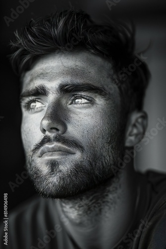 Digital artwork of clean-shaven man portrait , high quality, high resolution