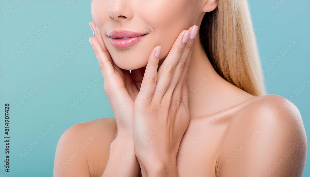 Close up, High-quality woman skincare on face on digital art concept. Close up, High-quality woman skincare on face on digital art concept.