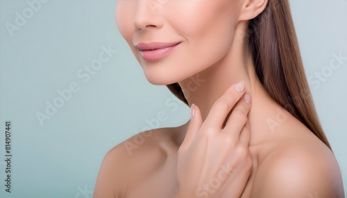 Close up, High-quality woman skincare on face on digital art concept.