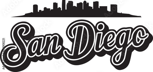 San Diego Retro Skyline Silhouette