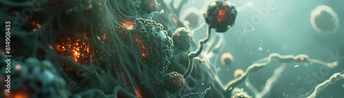 Create a 3D CG visualization of a pathogen in a way that it appears almost tangible photo