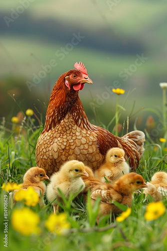 Big hen with chicks
