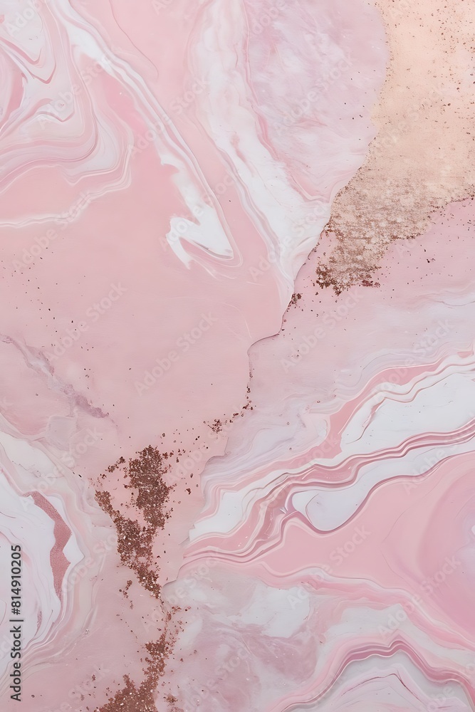 Fototapeta premium Textured marble background in a pastel pink shade and a subtle glitter overlay.