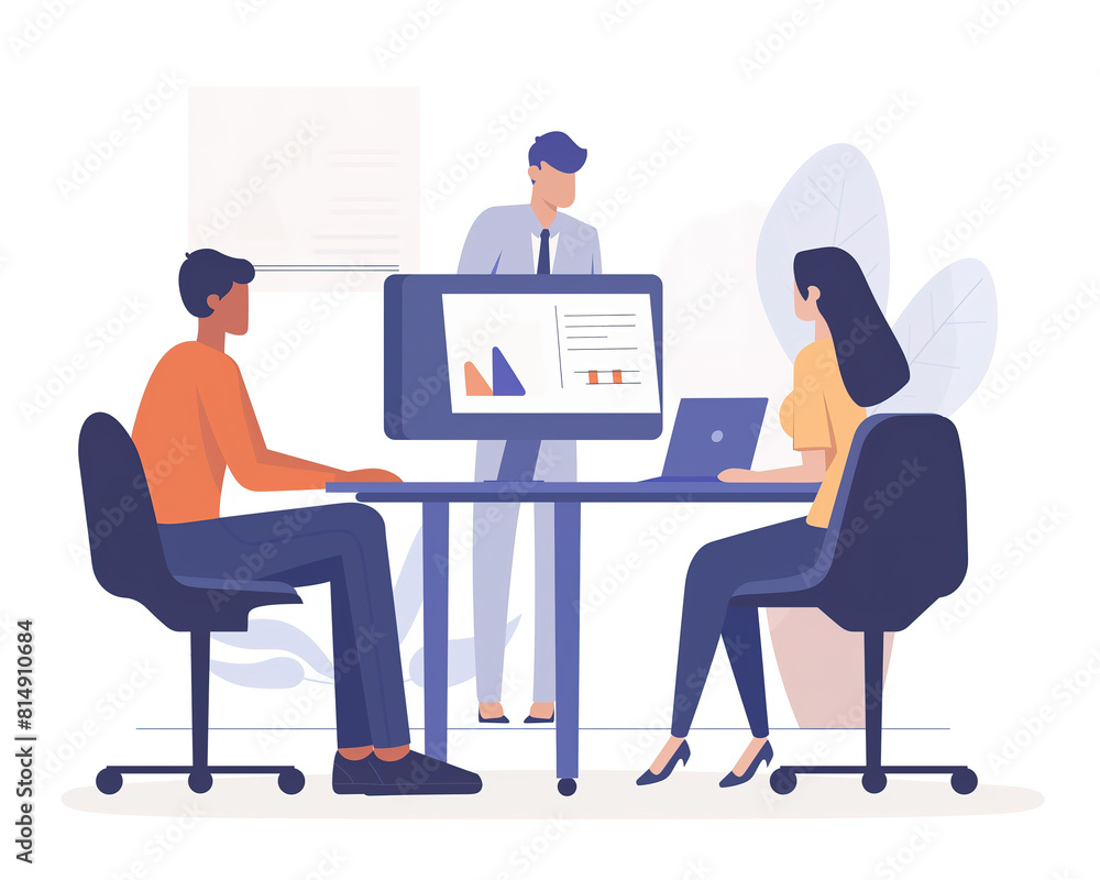 illustration of Team Data Analysis, Business Meeting with Charts and Collaboration illustration of Team Data Analysis, Business Meeting with Charts and Collaboration