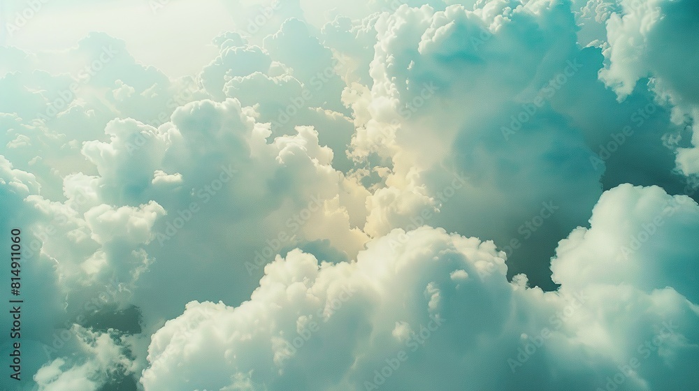 Aerial view White clouds in blue sky, high above the Earth's surface, creating a picturesque scene Aerial view White clouds in blue sky, high above the Earth's surface, creating a picturesque scene