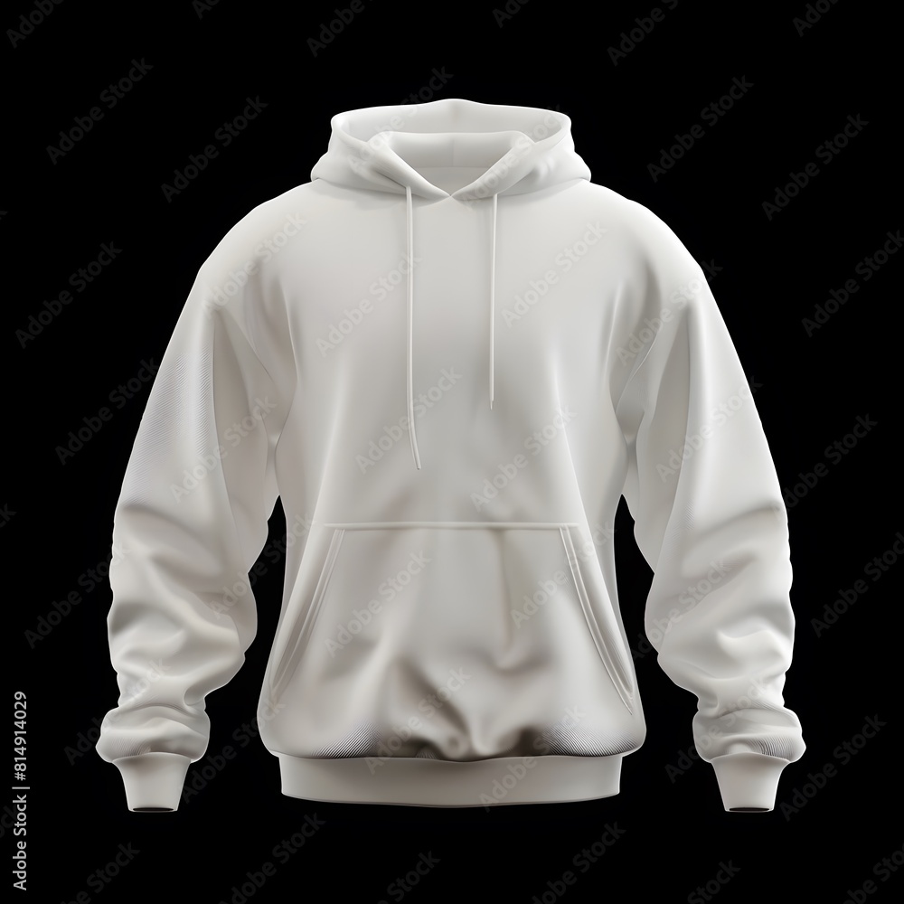 3D render of white hoodie front view isolated on black background 3D render of white hoodie front view isolated on black background