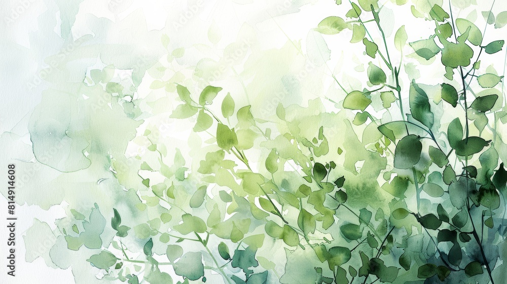 Fototapeta premium A soft and delicate splash of pastel green watercolors, evoking the tender greens of new spring growth