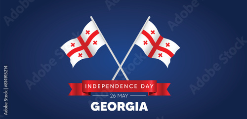 Georgia Independence Day 26 May cross waving flag vector poster