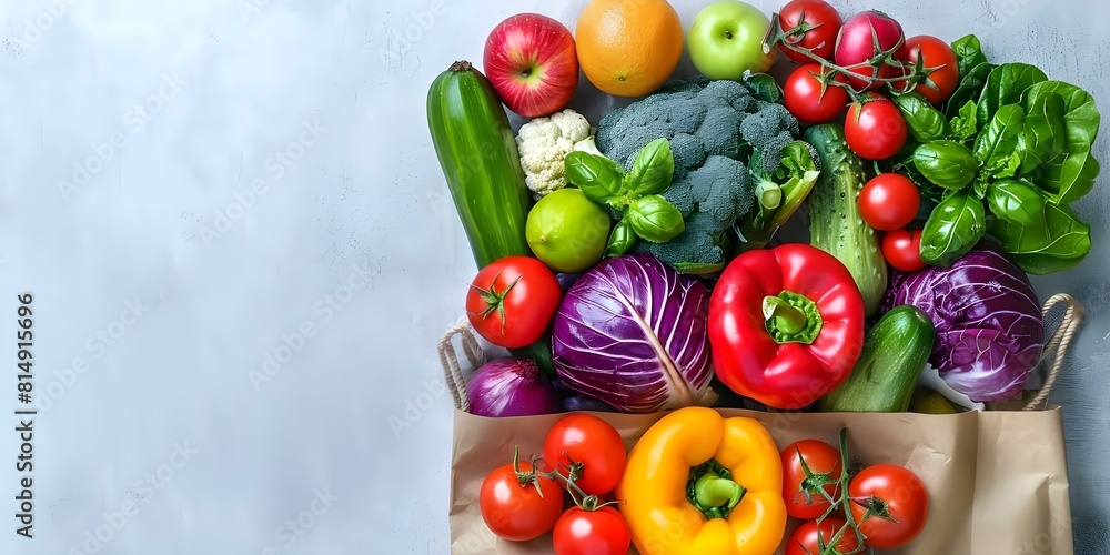 Eco-Friendly Organic Produce in a Recyclable Paper Bag on a White Background. Concept Eco-friendly, Organic Produce, Recyclable Paper Bag, White Background Eco-Friendly Organic Produce in a Recyclable Paper Bag on a White Background. Concept Eco-friendly, Organic Produce, Recyclable Paper Bag, White Background