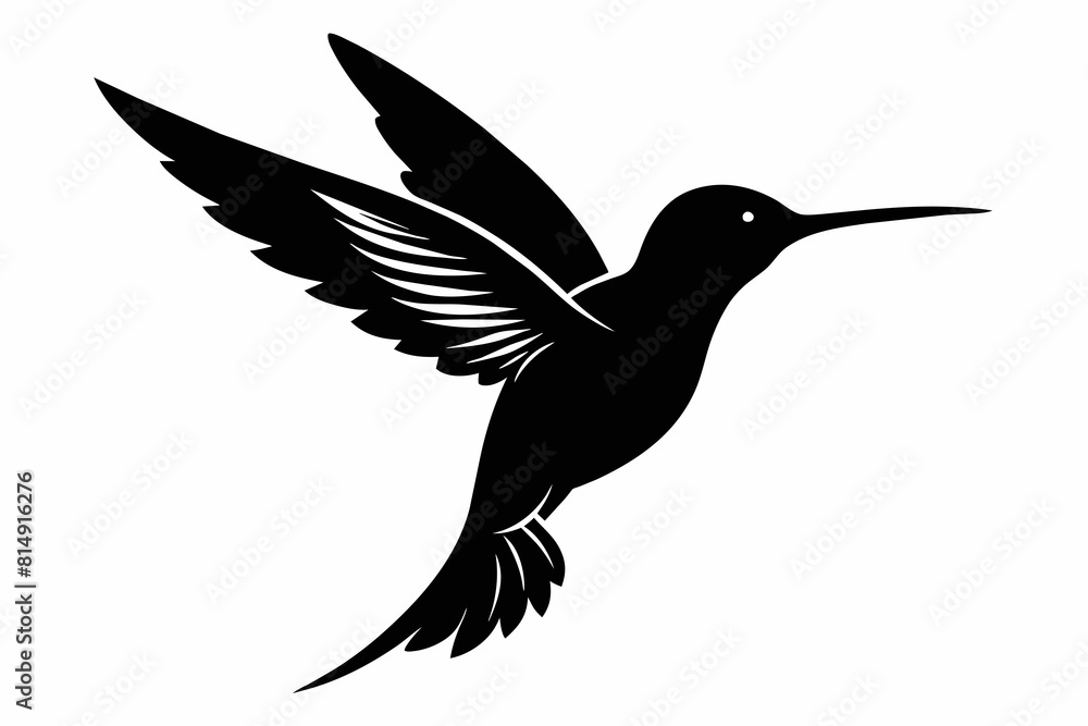 Fototapeta premium A humming bird silhouette black vector artwork illustration 