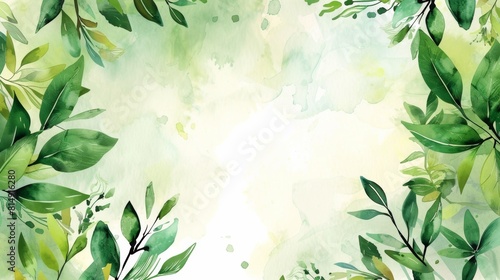 A picture frame using a splash of green watercolor foliage.