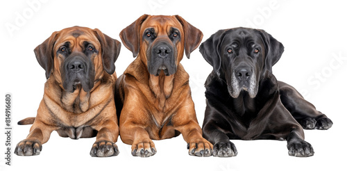 Line of Bloodhound dogs looking alert isolated on transparent background png