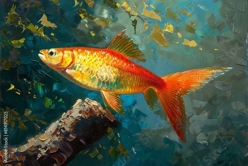Featuring a neo-impressionism art style , platy fish painting  photo