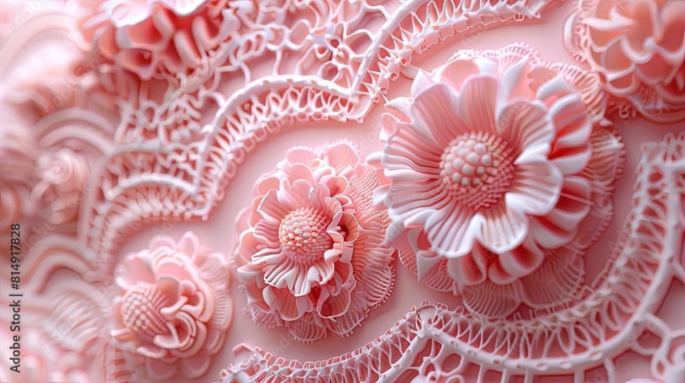 Pink flowers and lace background Pink flowers and lace background