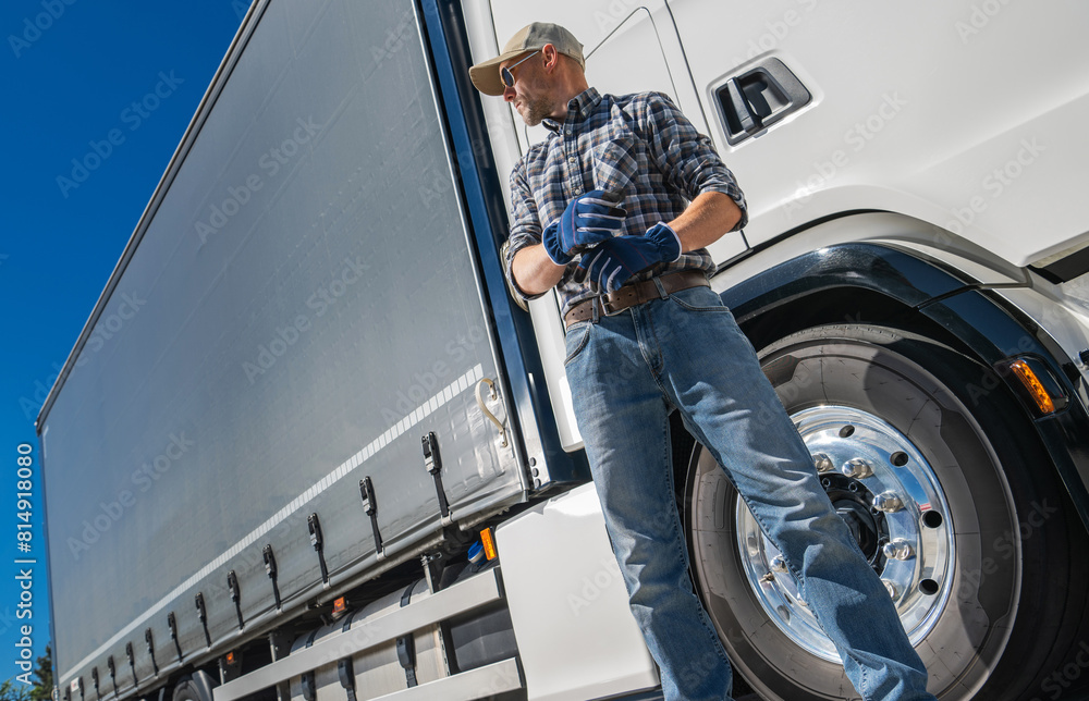 Semi-Truck Driver Standing by Semi Truck Semi-Truck Driver Standing by Semi Truck