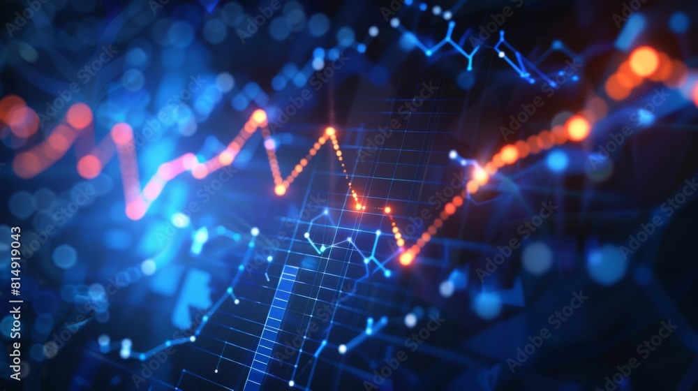 A vibrant digital neon chart displaying data growth with dart-like indicators against a dynamic, futuristic backdrop. A vibrant digital neon chart displaying data growth with dart-like indicators against a dynamic, futuristic backdrop.