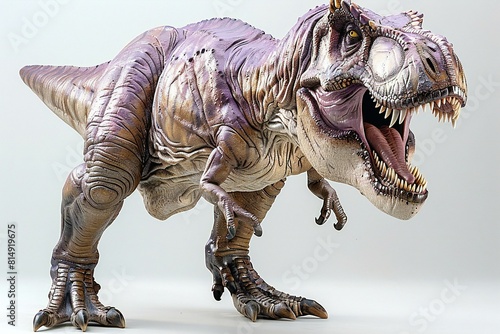 A t rex dinosaur is standing and has a mouth open © Quan