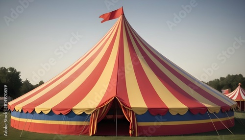 A circus tent with stripes in gradients of primary