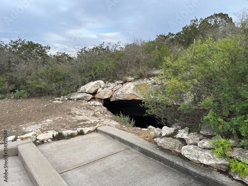 Bat Cave entrance in Kickapoo Caverns State Park in Texas photo