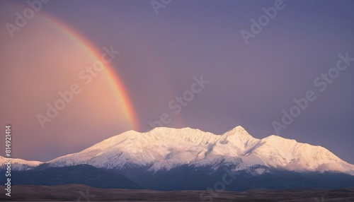 A mountain range outlined against a rainbow colore upscaled_4