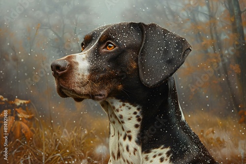 Illustration of german shorthaired pointer painting , high quality, high resolution photo
