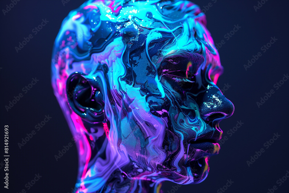 Colorful digital art of a human profile with swirling patterns. Colorful digital art of a human profile with swirling patterns.