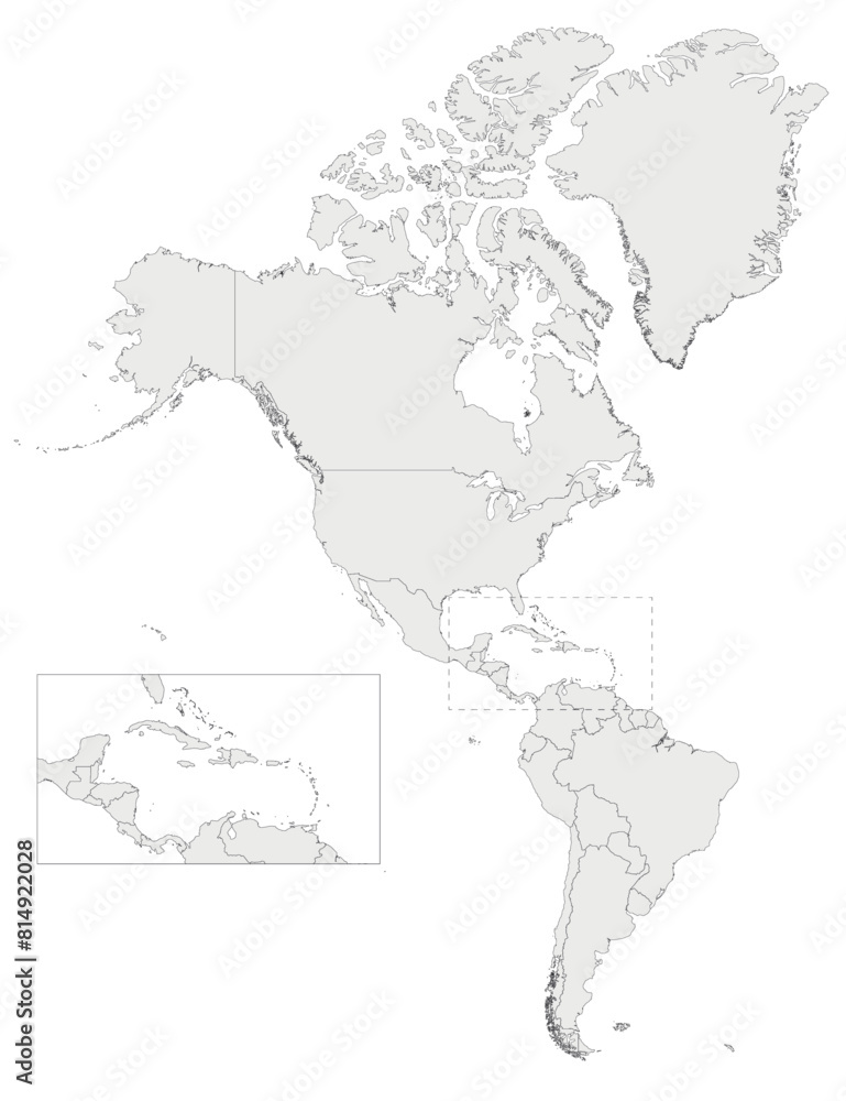 Fototapeta premium Blank Political America Map vector illustration isolated in white background. Editable and clearly labeled layers.