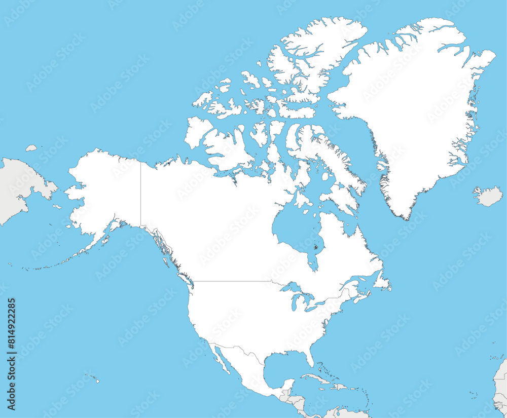 Blank Political North America Map vector illustration with countries in white color. Editable and clearly labeled layers.