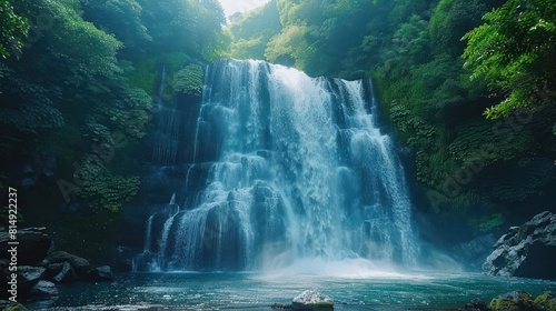 Mesmerizing Timelapse of Serene Cascading Waterfall Amid Lush Woodland Scenery