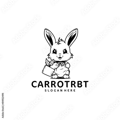 Rabbit and carrot logo vector illustration © Wagiman Studio