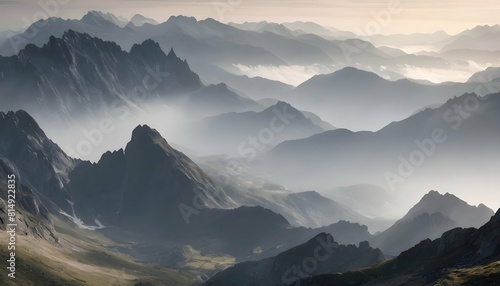 A mountain landscape with rugged peaks and misty v upscaled_5