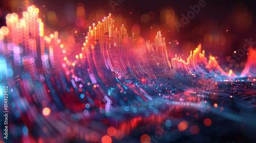 An abstract visualization of a graph illuminated by vibrant lights, symbolizing data, connectivity, and innovation.