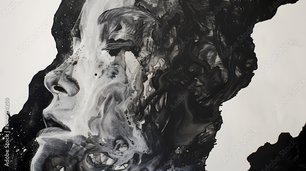 A women face in black painting A women face in black painting