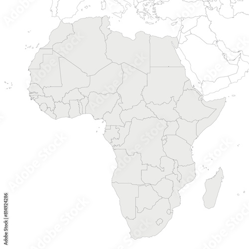 Blank Political Africa Map vector illustration isolated in white background. Editable and clearly labeled layers.