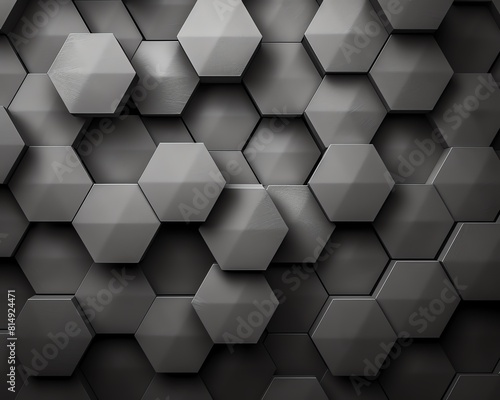 Intricate geometric patterns background, featuring a tessellation of hexagons in monochrome, ideal for a sleek, professional look