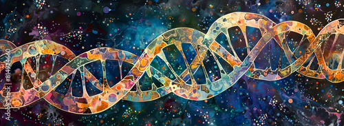 Bright Colors Depicting the Molecular Structure of DNA ,The Intricate DNA Structure photo